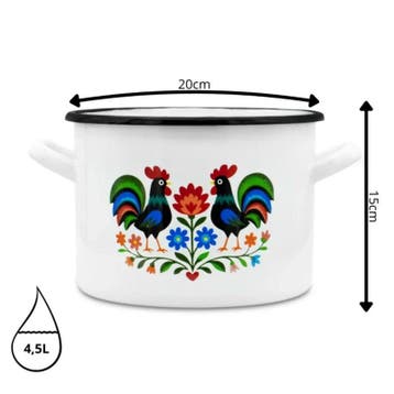Emaille Kookpan 4,5 Liter – Geëmailleerde Pan 20 cm – Folk, Huis en Inrichting, Ophalen of Verzenden, Nieuw