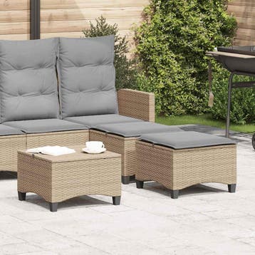 vidaXL Tuinkrukken met kussens 2 st 55x55x36 cm poly rattan, Tuin en Terras, Verzenden, Nieuw, Rotan