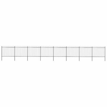 vidaXL Tuinhek met speerpunt staal 1426x150 cm zwart, Verzenden, Nieuw, IJzer, 2 meter of meer