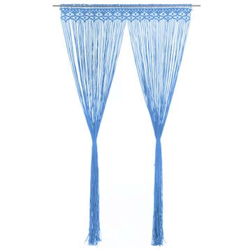 vidaXL Gordijn macramé 140x240 cm katoen blauw, Verzenden, Nieuw, Blauw