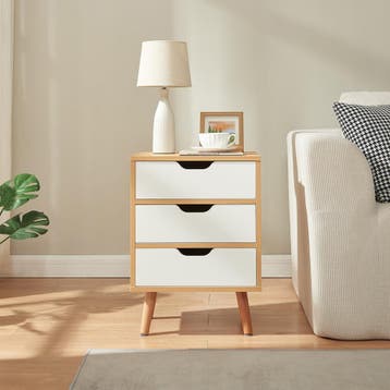 Nachtkastje Bordkak 55x40x30 cm eikenkleurig en wit [en.casa, Verzenden, Nieuw