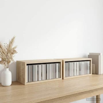 vidaXL CD Opslag Rek 2 st Sonoma Eiken 40 x 17 x 17 cm, Verzenden, Nieuw