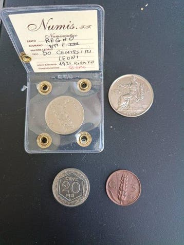 Italië, Koninkrijk Lotto 4 monete 1918-1923 (Zonder