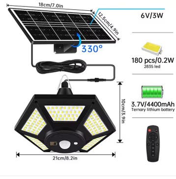Solar LED Hanglamp –180 LEDs met Sensor en Afstandsbediening, Verzenden, Nieuw