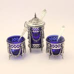 Antieke (1876-1923) specerijen set + 3 identieke lepeltjes -, Antiek en Kunst
