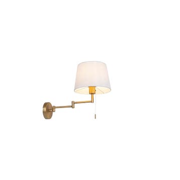 Wandlamp brons met witte kap en verstelbare arm - Ladas, Huis en Inrichting, Verzenden, Nieuw