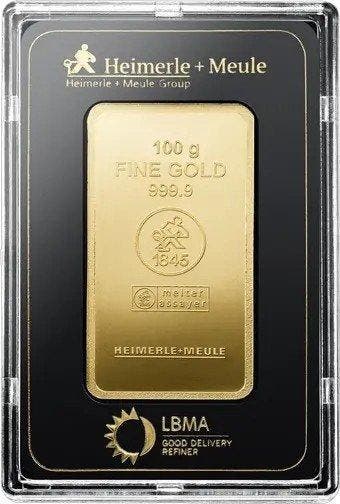 100 gram - Goud .999 - Heimerle + Meule - Verzegeld en met