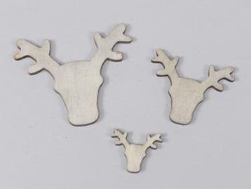 Houten Rendierkop Grijs 3/5/7 cm 20 stuks, Ophalen of Verzenden, Nieuw
