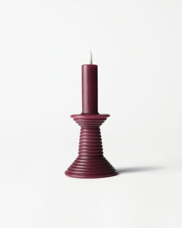 HEMA Led vormkaars kandelaar 7.6x18cm rustiek aubergine, Verzenden, Nieuw