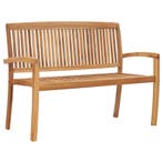 vidaXL Tuinbank 2-zits stapelbaar 120 cm massief teakhout, Tuin en Terras, Tuinbanken, Verzenden, Nieuw, Teakhout