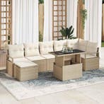 vidaXL Tuin Sofa Set met kussen 8 pcs beige en crèmekleurig, Verzenden, Nieuw, Rotan, 8 zitplaatsen