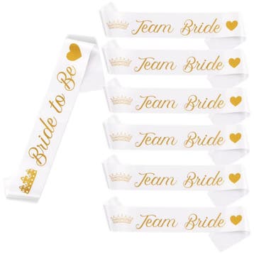 7-delige sjerpen wit met goud set Bride to Be en Team Bride, Kleding | Dames, Verzenden, Wit, Sweet-One, Nieuw