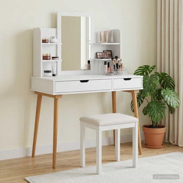 vidaXL Toilettafel Set FAUSKE 4 st Wit 100 x 50 x 143 cm, Verzenden, Nieuw