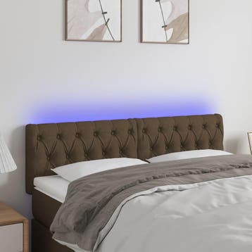 vidaXL Hoofdbord LED 160x7x78/88 cm stof donkerbruin, Verzenden, Nieuw, Bruin, Stof