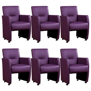 Set van 6 Leren eetkamerstoelen Pleasure - Toledo Aubergine, Ophalen of Verzenden, Nieuw, Leer, Vijf, Zes of meer stoelen