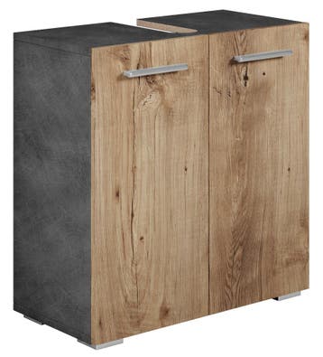 Wastafelkast Jupiter 60 x 30 x 60 cm Kastanje Eiken Grijs, Huis en Inrichting, Badkamer | Badkamermeubels, Verzenden, Nieuw, Wastafelkast