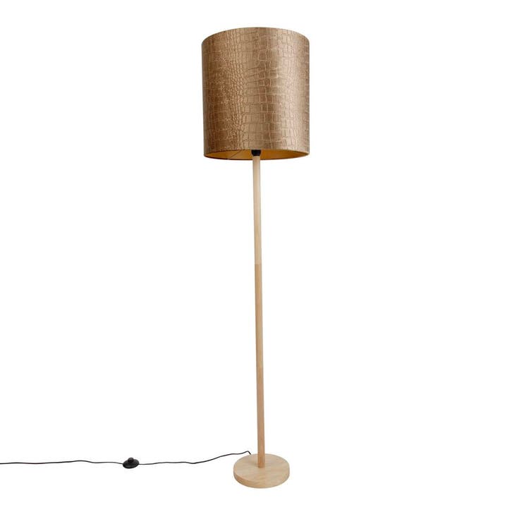 Vloerlamp hout met velours kap krokodil dessin 40cm - Mels, Huis en Inrichting, Lampen | Vloerlampen, Nieuw, Hout, Verzenden