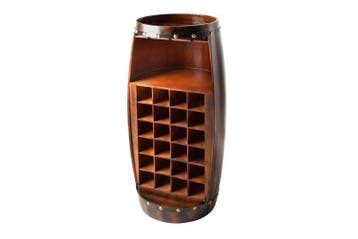 Massief wijnrek BODEGA 97cm koffiebruin grenen vat bartafel, Ophalen of Verzenden, Nieuw