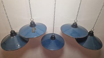 Plafondlamp - Emaille, Staal - Geëmailleerde lamp 5 st., Antiek en Kunst