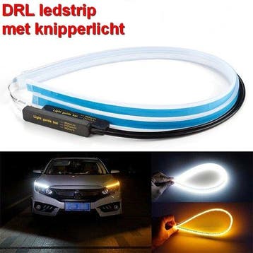LED Drl strip wit met oranje loop knipperlicht 45cm Ip67, Verzenden, Nieuw