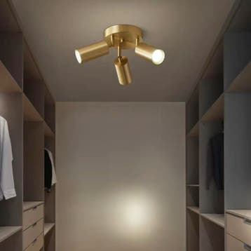 Moderne Plafondspots Lamp met Verstelbare Spots – Goud – E27, Verzenden, Nieuw, Plafondspot of Wandspot