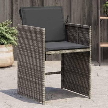 vidaXL Tuinstoelen 4 st met kussens poly rattan grijs, Tuin en Terras, Tuinstoelen, Verzenden, Nieuw