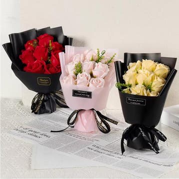 9-Delig Zeep Rozen Bloemboeket Decoratieve Soap Flowers Cade, Verzenden, Nieuw
