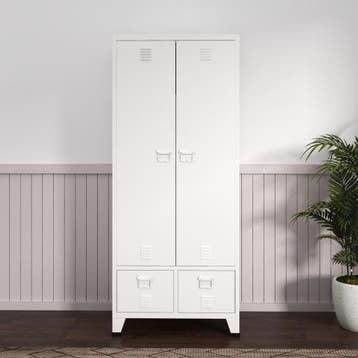 [en.casa] Metalen kast Hankasalmi met 2 lades 180x90x40 cm w, Verzenden, Nieuw