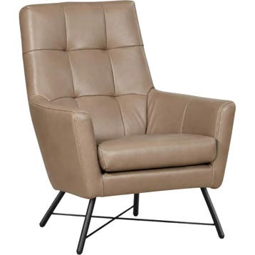 Leren fauteuil Proud - Granada Taupe (taupe/bruin), Nieuw, Ophalen of Verzenden, 75 tot 100 cm, Industrieel, Modern
