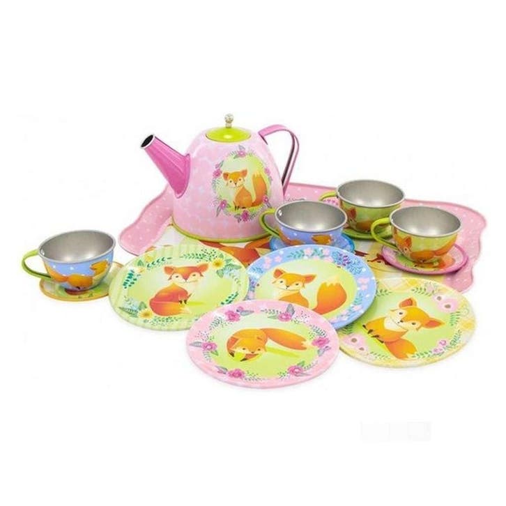 Simply for Kids Tinnen Theeservice Vos in Koffer 15-delig, Kinderen en Baby's, Speelgoed | Overig, Nieuw, Verzenden