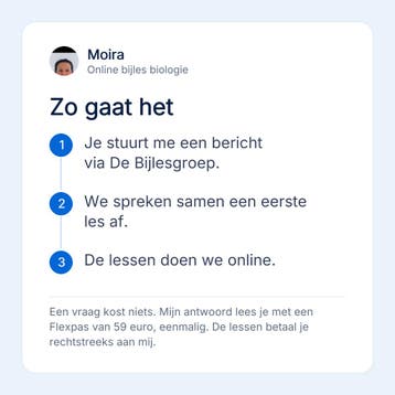 Moira geeft online bijles biologie, Privéles, Bijles