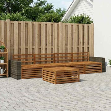 vidaXL Buiten bankenset 5 st Naturel Massief Acaciahout, Verzenden, Nieuw