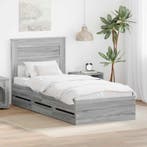 vidaXL Bedframe met lade Grijs Sonoma 100 x 200 cm, Verzenden, Nieuw, Grijs, Hout