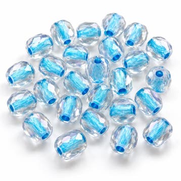 20 x Glaskralen facet 4 mm – blauw met lichtblauwe binnen., Ophalen of Verzenden, Nieuw, Kraal
