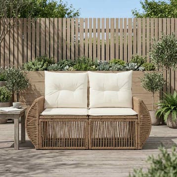 vidaXL Tuinbank 2-Aantal zitplaatsen Beige poly rattan, Verzenden, Nieuw, Rotan