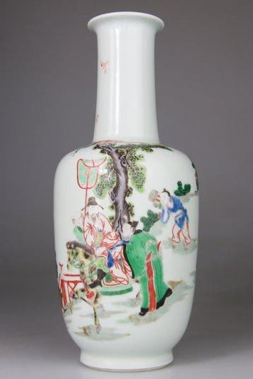 Vaas van porselein - Famille Verte - Kangxi-merk - Porselein