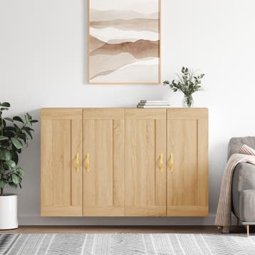vidaXL Hangkasten 2 st bewerkt hout sonoma eikenkleurig, Verzenden, Nieuw, 50 tot 100 cm, Minder dan 100 cm