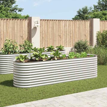 vidaXL Plantenbak verhoogd 320x80x81 cm gegalvaniseerd staal, 100 cm of meer, Verzenden, Nieuw, Metaal