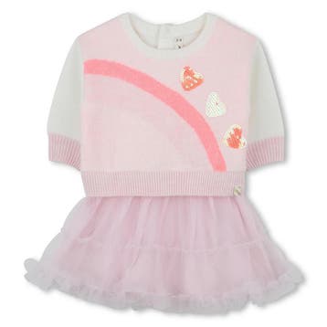 BillieBlush DRESS off white roze - 50 (0-1 maanden), Ophalen of Verzenden, Nieuw