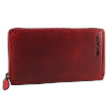 HillBurry VL77706 Leren Vintage Dames Rits Portemonnee Rood, Overige merken, Verzenden, Nieuw, Leer