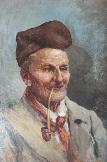 Antonino Leto (1844-1913) - Il vecchio pescatore, Antiek en Kunst, Kunst | Schilderijen | Klassiek