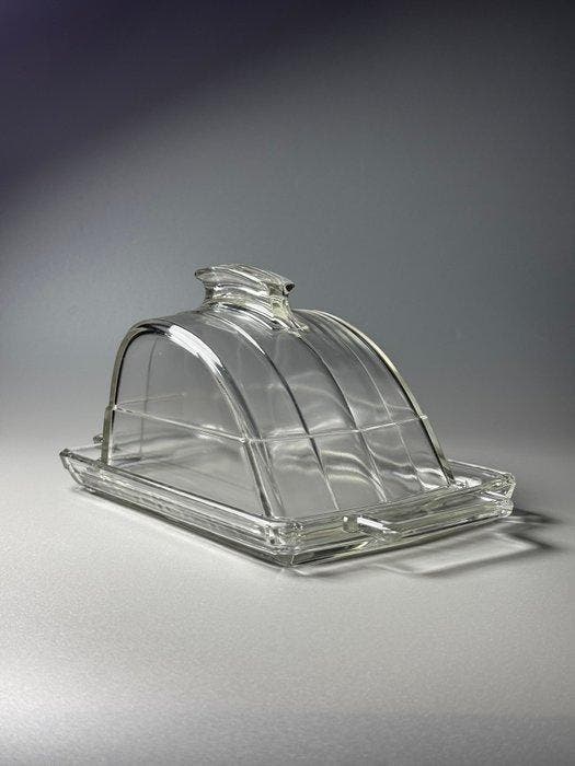 Val Saint Lambert - Boterschotel - ECLAT- kaasdome - Glas -, Antiek en Kunst, Antiek | Glas en Kristal