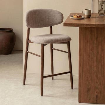*WOONWINKEL* Barkruk Met Rugleuning Walnoot Beige, Verzenden, Nieuw