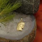 Gouden hanger met gezicht van Jezus (Hanger of bedel), Ophalen of Verzenden, Gebruikt, Goud, Overige merken