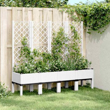 vidaXL Plantenbak met latwerk 160x40x142 cm polypropeen wit, Verzenden, Nieuw, Minder dan 60 cm, 60 cm of meer