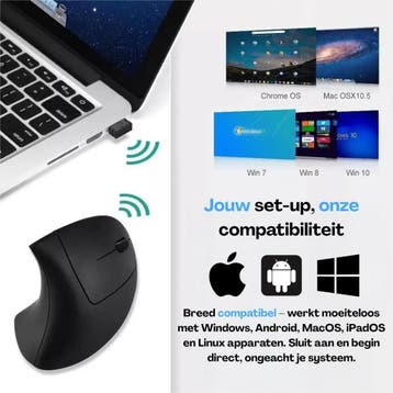 NG Essentials Ergonomische Muis 5-Pack | 5 Stuks | Zwart, Rechtshandig, Muis, Verzenden, Nieuw