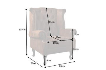Chesterfield fauteuil 85cm antiek bruin met knoopstiksel en, Huis en Inrichting, Ophalen of Verzenden, Nieuw