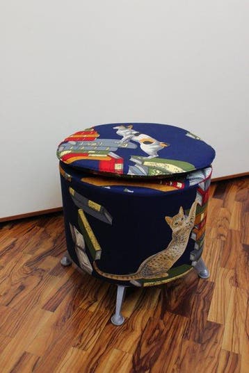 Poef - met afneembare Fornasetti vintage-stof - Hout,
