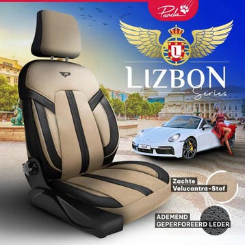 Sitzbezüge Lisbon Serie   Beige Schwarz – Alcantara-Stoff –, Ophalen of Verzenden, Nieuw