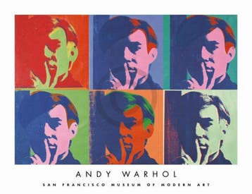Kunstdruk Andy Warhol - A Set of Six Self-Portraits 86x66cm, Verzenden, Nieuw